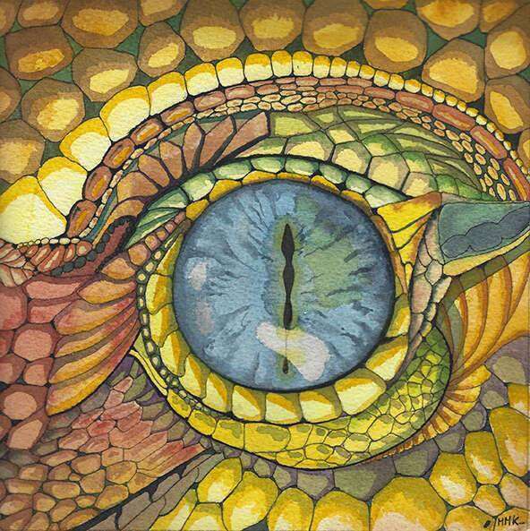 Aquarelle oeil de reptile