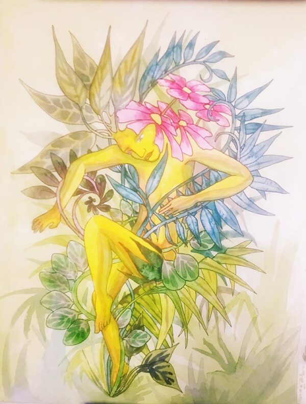 femme plante aquarelle